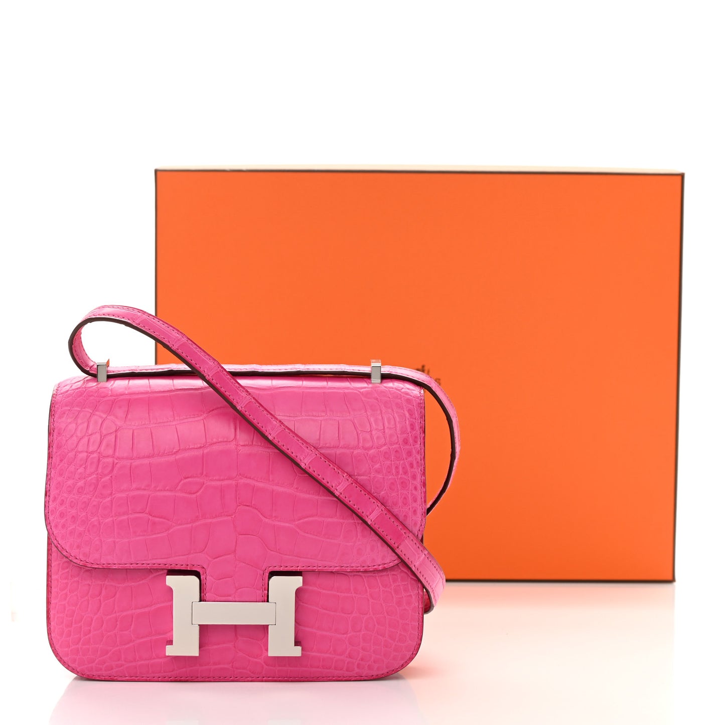 Matte Alligator Constance 18 Rose Shocking