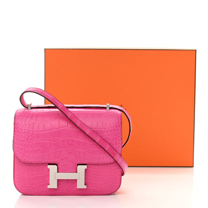 Hermes Matte Alligator Constance 18 Rose Shocking 14 of 14