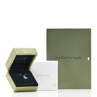 Van Cleef & Arpels 18K White Gold Turquoise Sweet Alhambra Butterfly Pendant Necklace 6 of 6