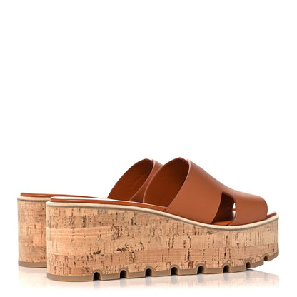 Hermes Calfskin Cork Eze 30 Sandals 39 Marron Glaise 4 of 9
