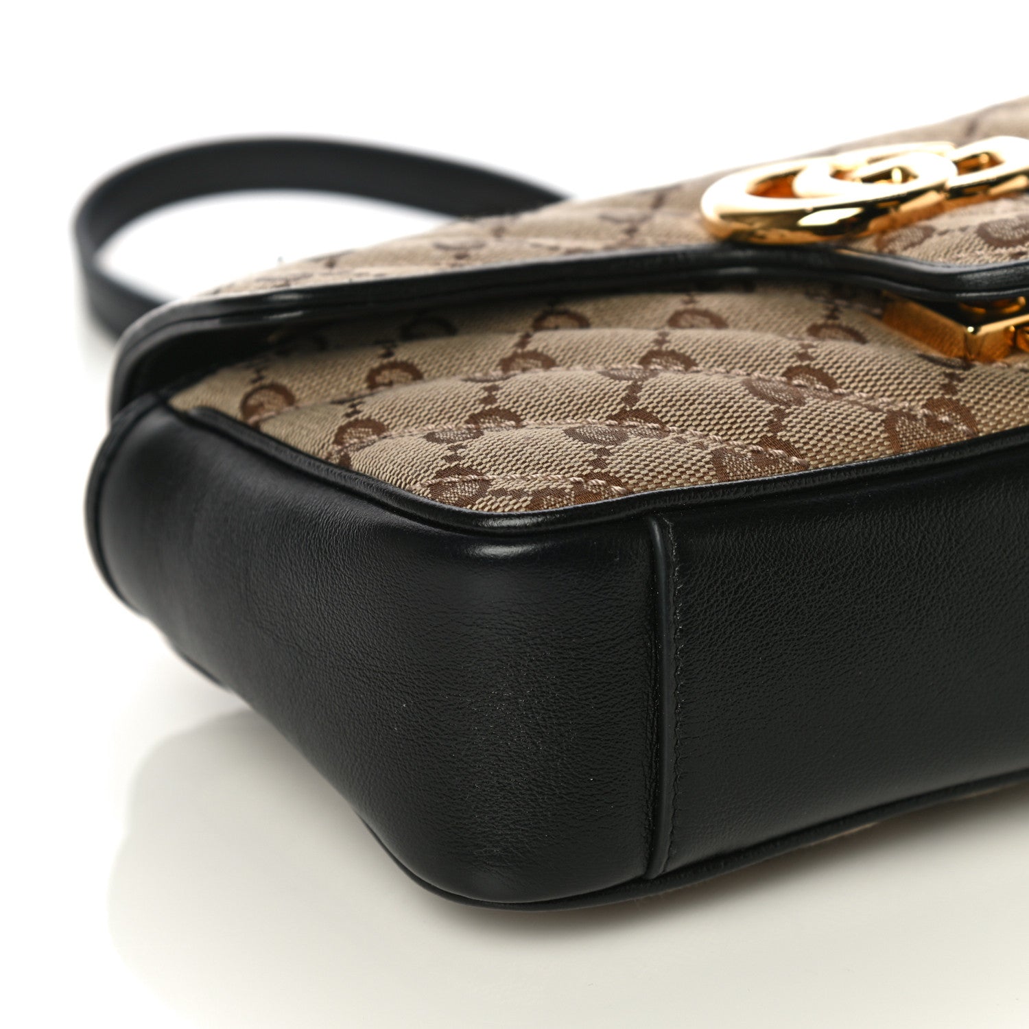 Gucci Monogram Matelasse Diagonal Mini GG Marmont Shoulder Bag Beige Black 10 of 11
