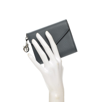 Christian Dior Bullcalf Diorissimo Medium Envelope Wallet Grey Blue 2 of 8