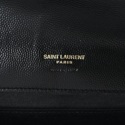Saint Laurent Grain De Poudre Matelasse Chevron Monogram Envelope Clutch Black 6 of 9
