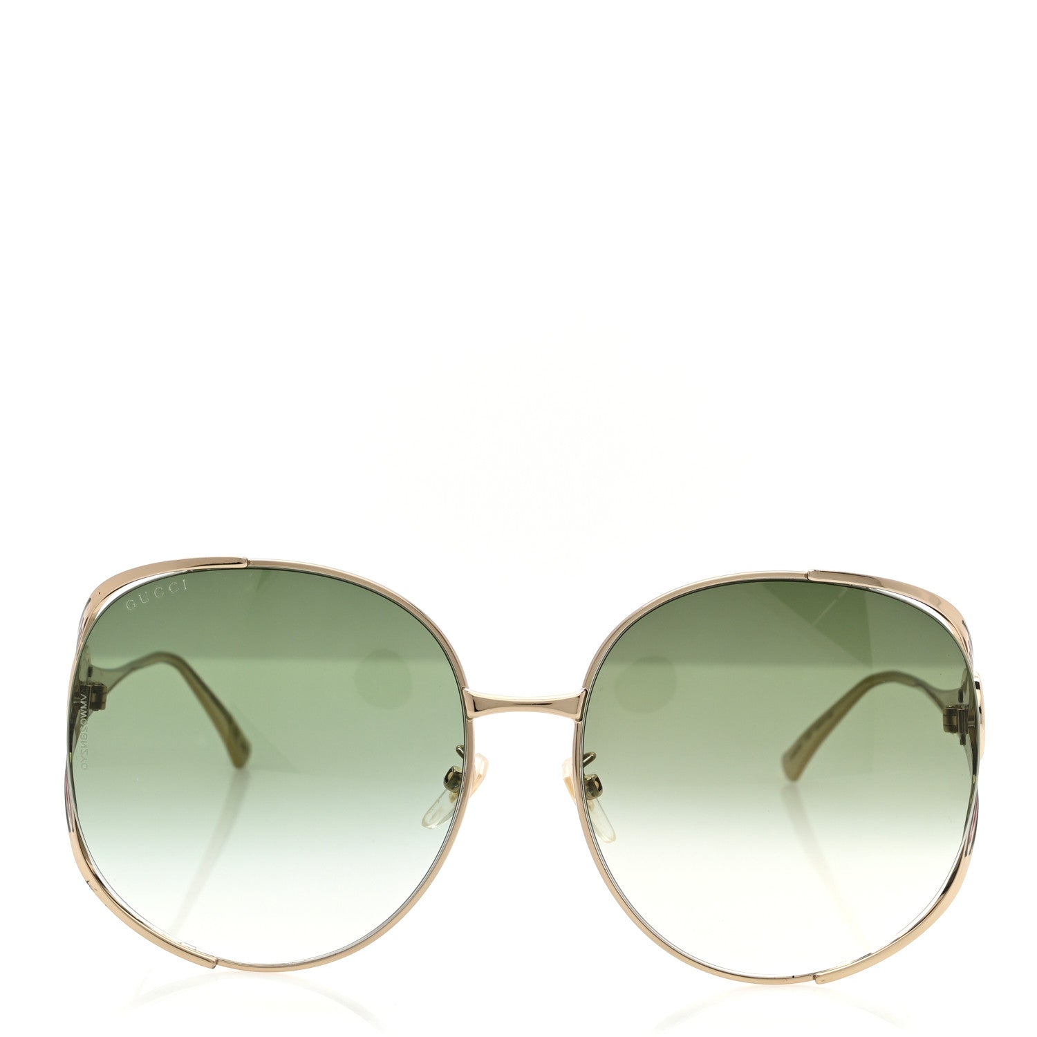 Gucci Metal Oversized Round Frame GG0225S Sunglasses Gold 2 of 8