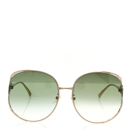 Gucci Metal Oversized Round Frame GG0225S Sunglasses Gold 2 of 8