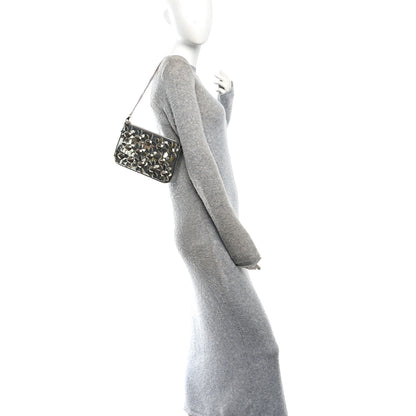 Christian Louboutin Metallic Patent Calfskin Flower Loubila Chain Clutch Silver 2 of 9