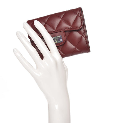 Chanel Lambskin Quilted Card Holder Dark Red 2 of 9