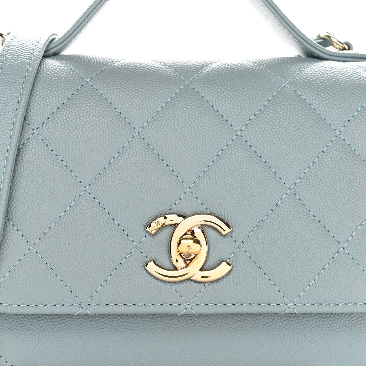 Caviar Quilted Small Business Affinity Flap Light Blue