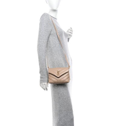 Saint Laurent Calfskin Y Quilted Monogram Toy Loulou Crossbody Bag Dark Beige 2 of 9