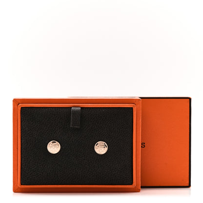 Hermes 18K Rose Gold TPM Ex-Libris Stud Earrings 5 of 5