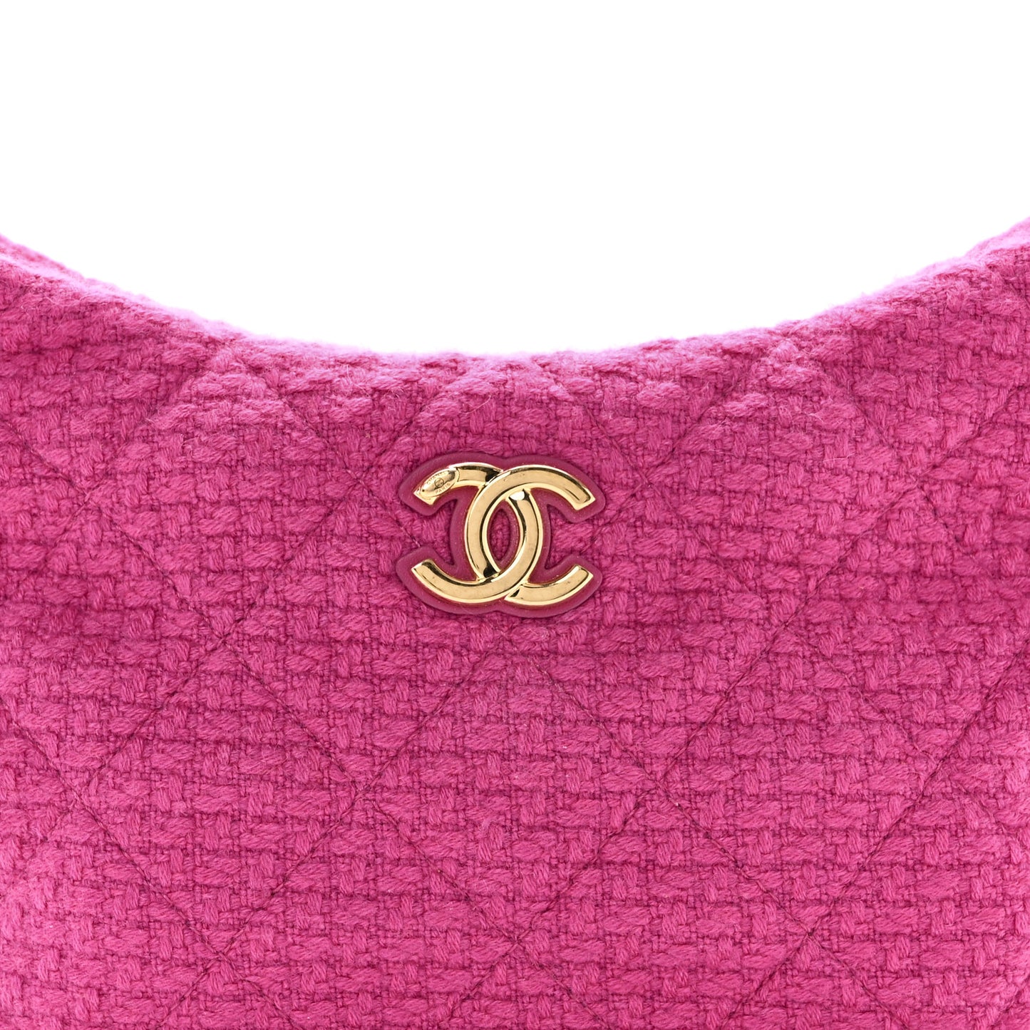 Cashmere Tweed Quilted CC Links Hobo Fuchsia