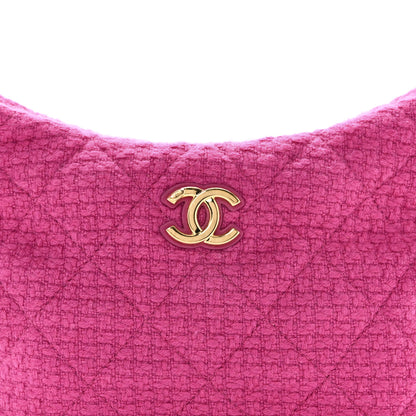Chanel Cashmere Tweed Quilted CC Links Hobo Fuchsia 8 of 10