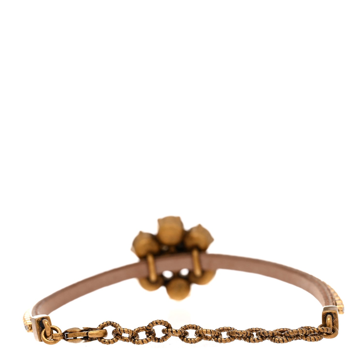 Gucci Metal Crystal Double G Bracelet Aged Gold 3 of 6