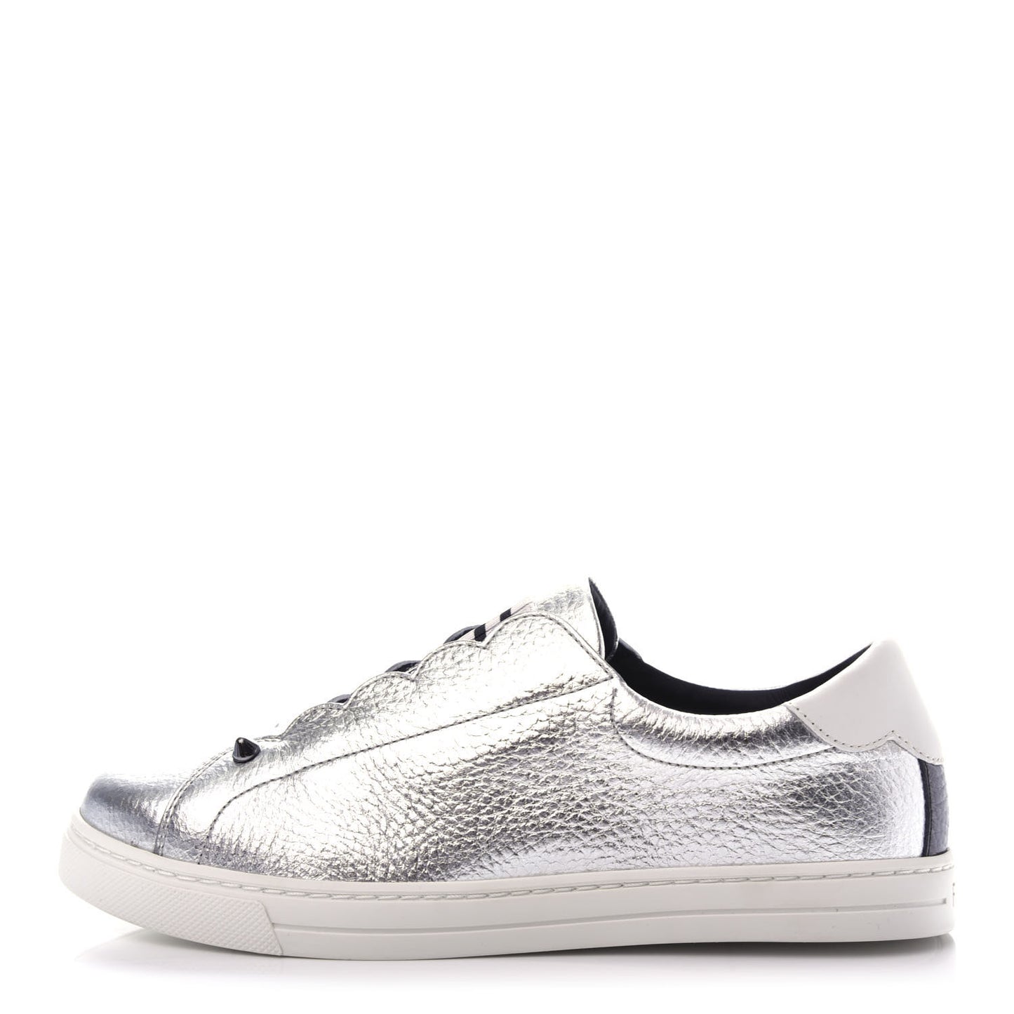 Metallic Vitello Lurex Rockoclick Slip On Sneakers 36.5 Silver
