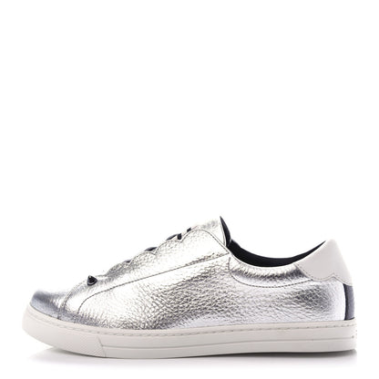Fendi Metallic Vitello Lurex Rockoclick Slip On Sneakers 36.5 Silver 1 of 11