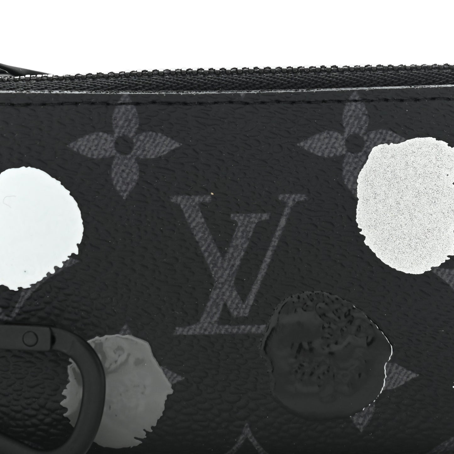 LV X YK Monogram Eclipse Key Pouch Black Silver