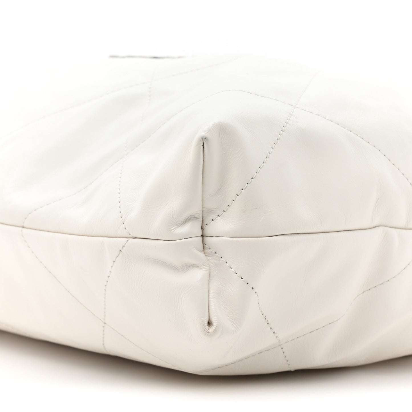 Shiny Calfskin Quilted Small Chanel 22 White