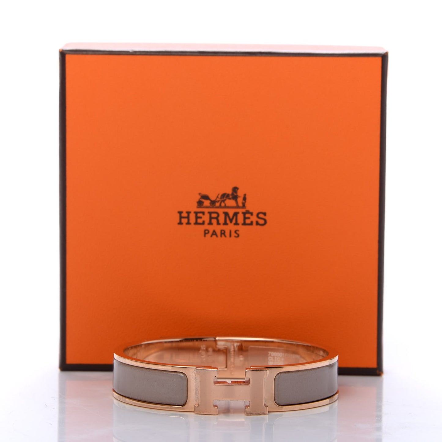 Enamel Narrow Clic Clac H Bracelet PM Marron Glace
