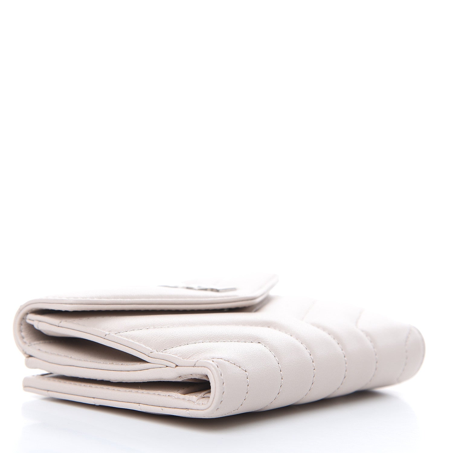 Saint Laurent Lambskin Y Quilted Monogram Compact Loulou Wallet Nude Powder 4 of 11