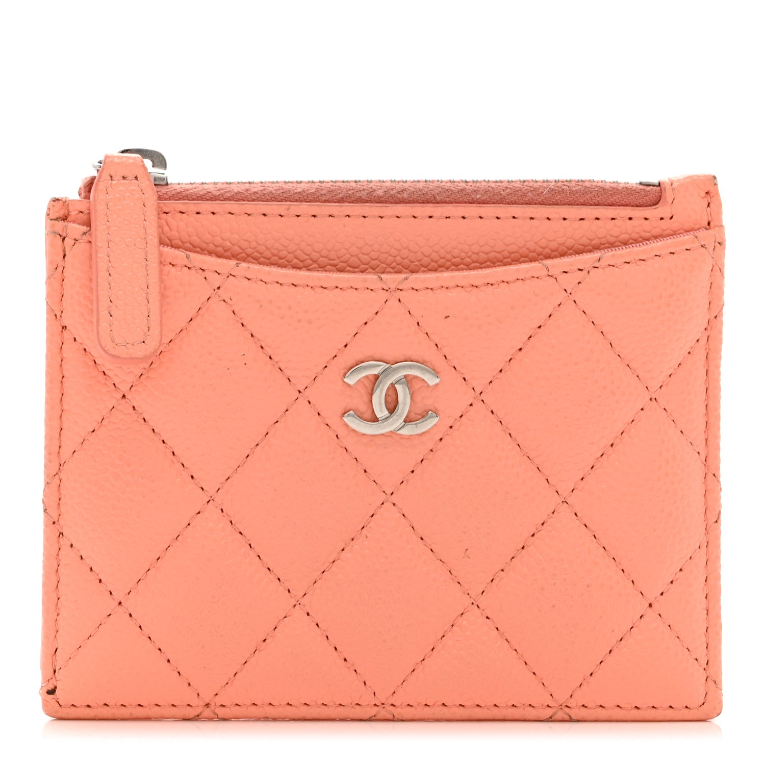 Chanel Caviar Quilted CC Zip Card Holder Pink 1 of 10