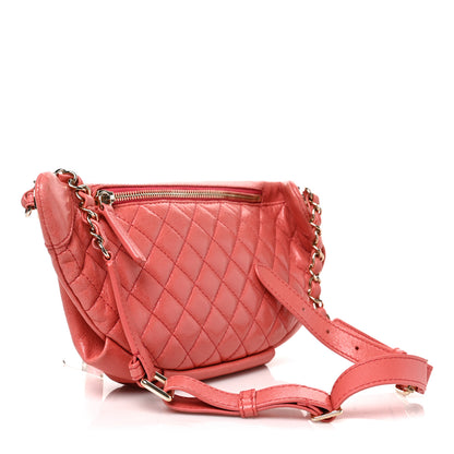 Chanel Crumpled Glazed Lambskin Quilted Waist Bag Fanny Pack Pink 3 of 9