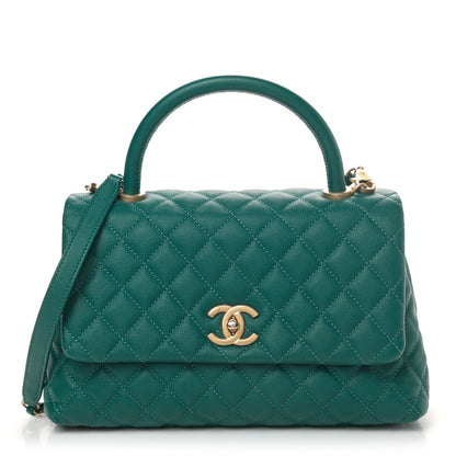 Chanel Caviar Quilted Small Coco Handle Flap Dark Turquoise 1 of 6