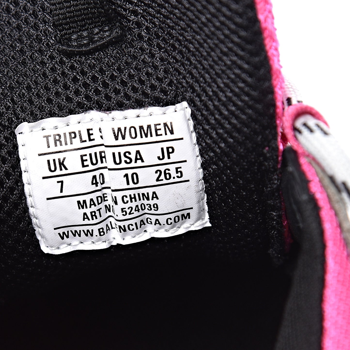 Fabric Mesh Womens Triple S Sneakers 40 Fluo Pink Grey White
