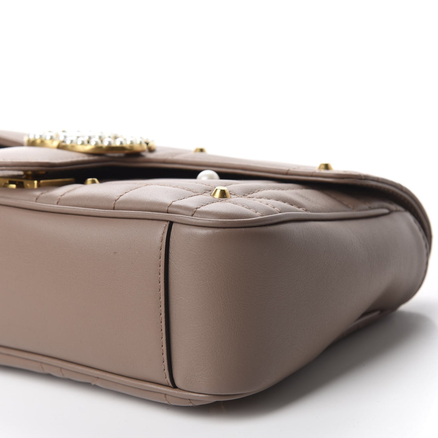 Calfskin Matelasse Studded Mini Pearly GG Marmont Shoulder Bag Porcelain Rose