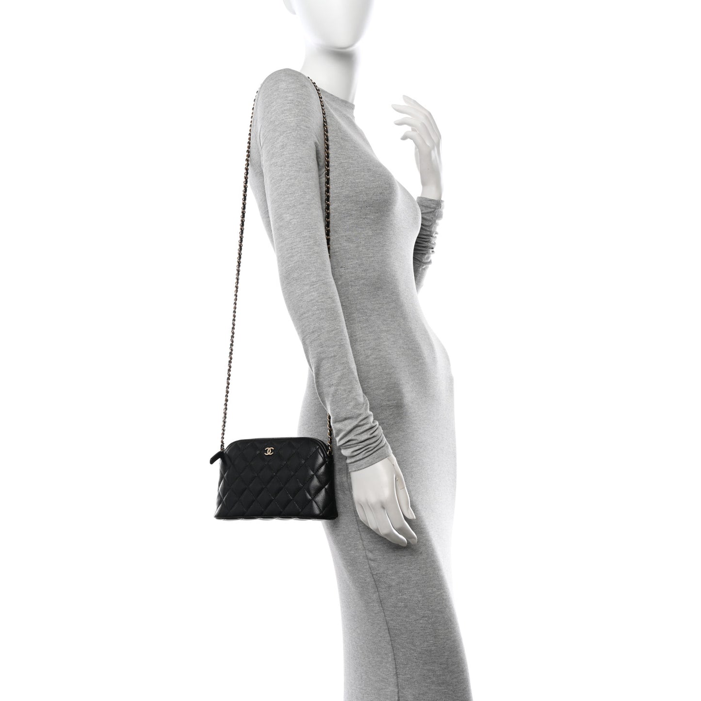 Caviar Quilted Classic Purse With Chain Black