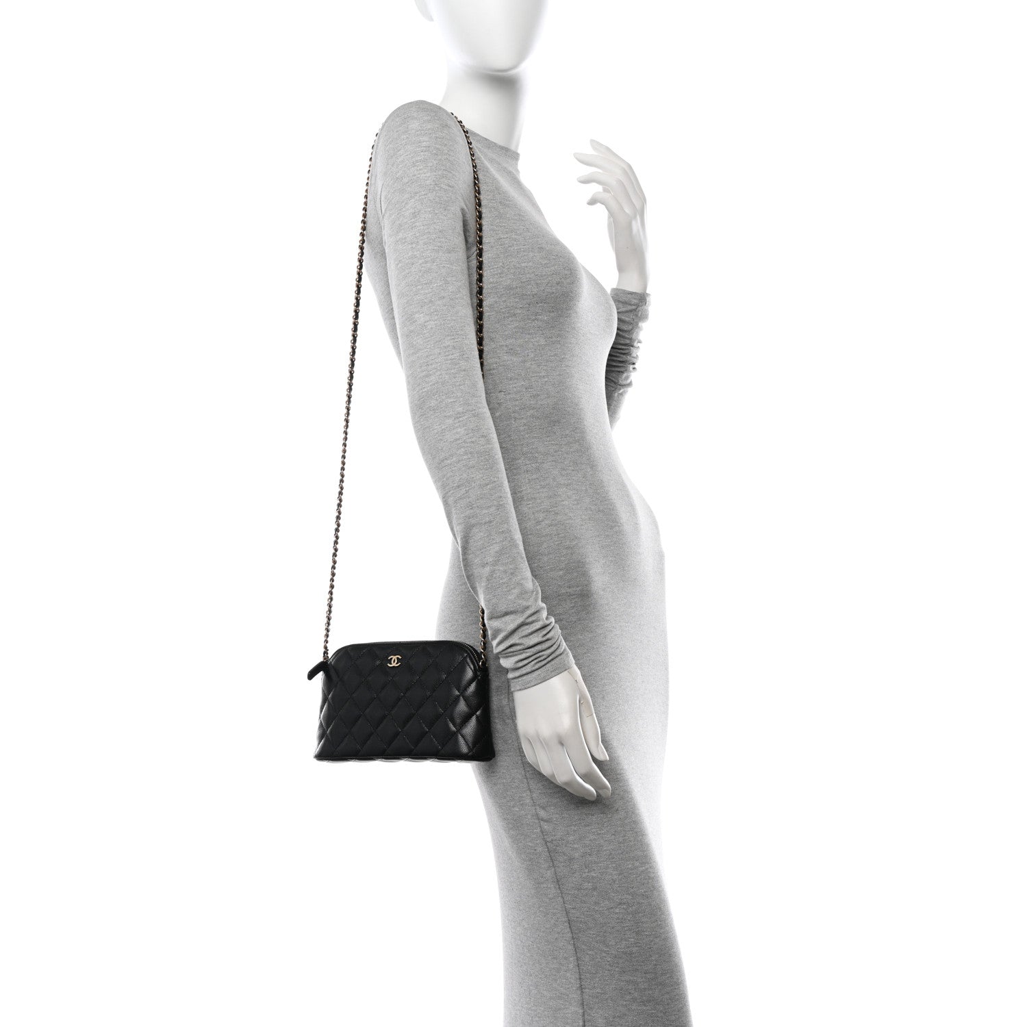 Chanel Caviar Quilted Classic Purse With Chain Black 2 of 10