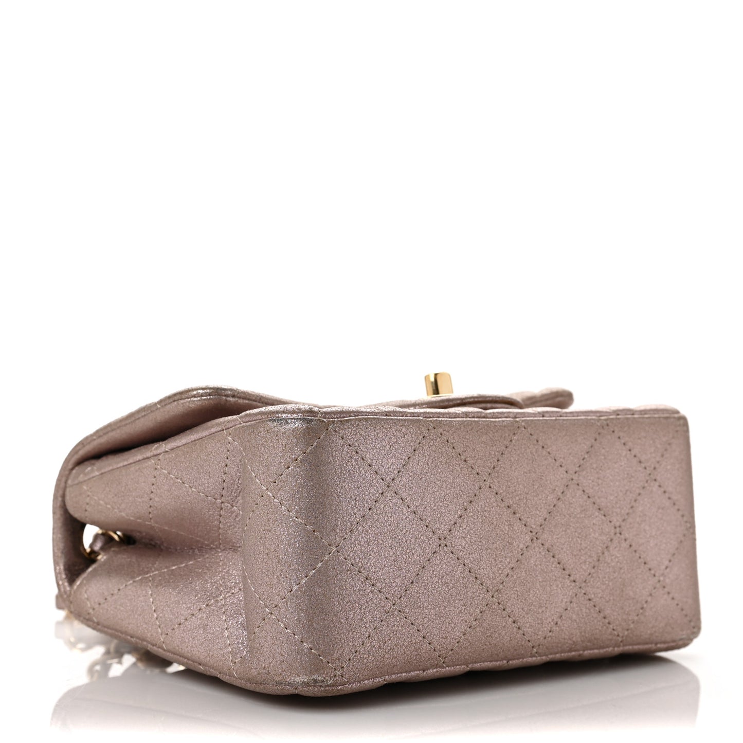 Metallic Goatskin Quilted Mini Square Flap Pink