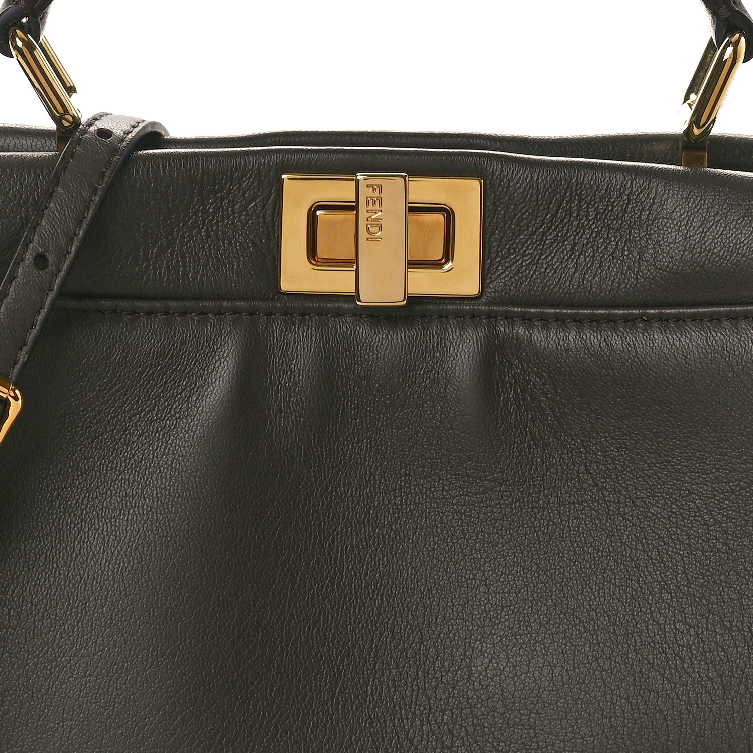 Fendi Nappa Mini Peekaboo Iconic Satchel Coal 8 of 10