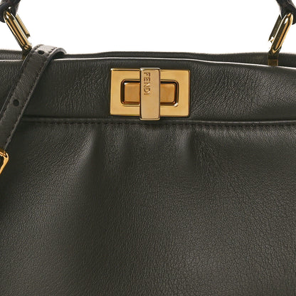 Fendi Nappa Mini Peekaboo Iconic Satchel Coal 8 of 10