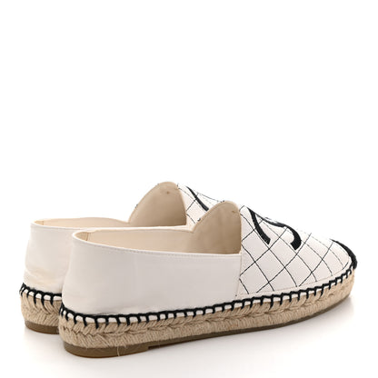 Chanel Lambskin Stitched CC Espadrilles 38 White Black 4 of 9