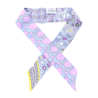 Hermes Silk Tapis Persans Twilly Rose Gris Bleuete Jaune Soufre 1 of 5