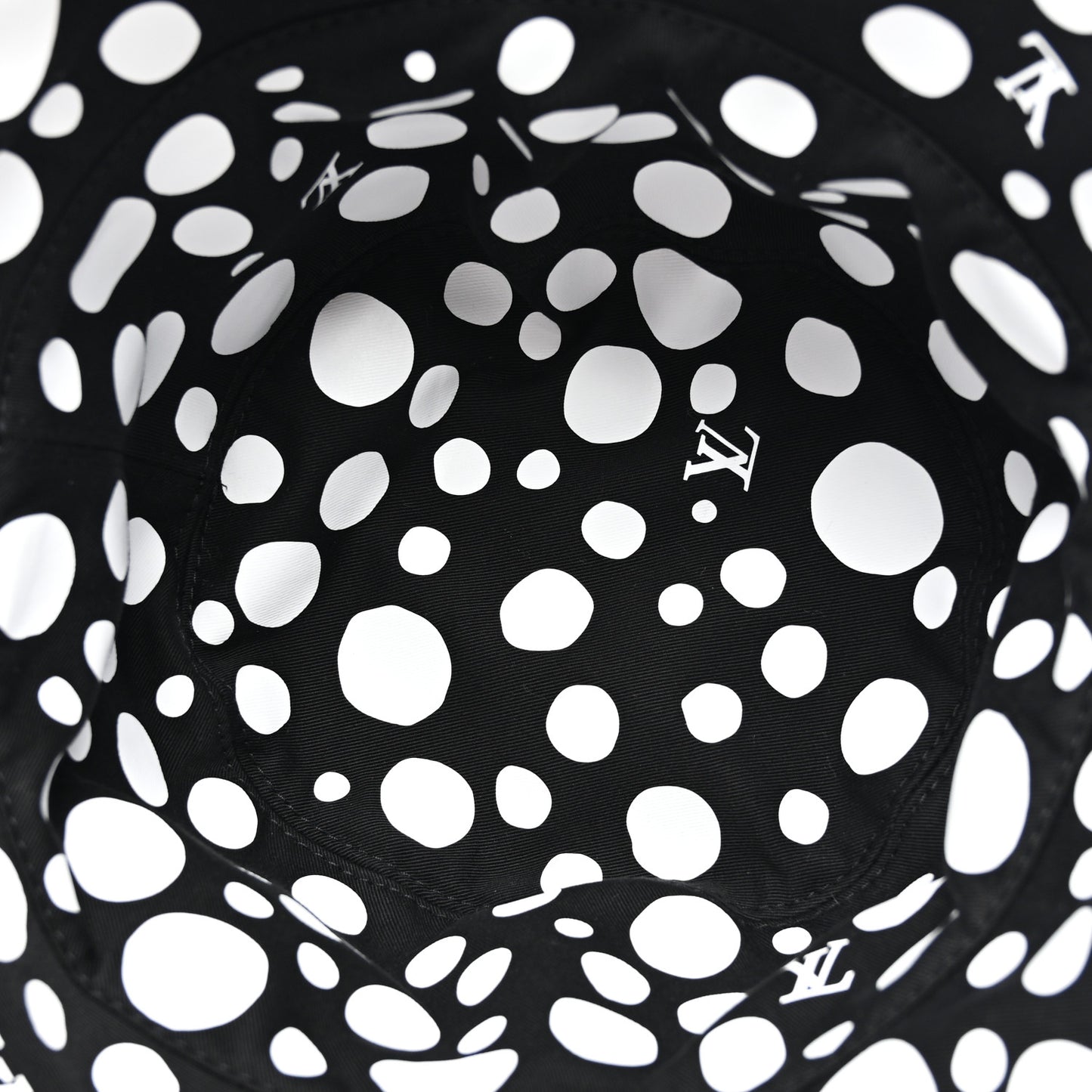 LV x YK Monogram Dots Reversible Bucket Hat S Black White