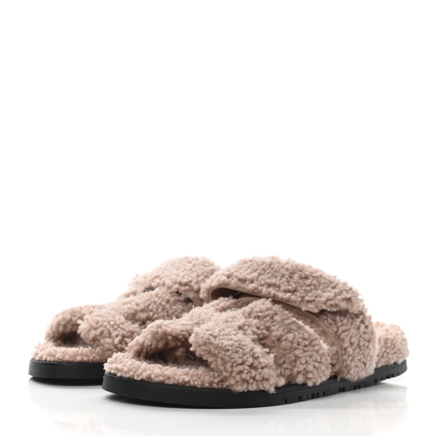Hermes Woolskin Womens Chypre Sandals 35.5 Bois De Santal 3 of 8