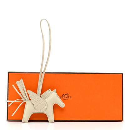 Hermes Milo Lambskin Matte Alligator Touch Grigri Rodeo Pegase Horse Bag Charm PM Craie Nata Beton 4 of 4