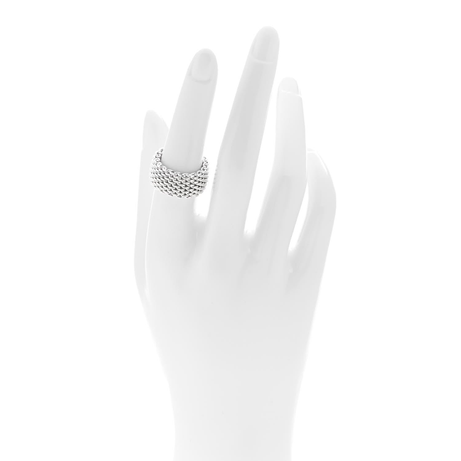 Tiffany Sterling Silver Somerset Mesh Ring 53 6.25 2 of 5
