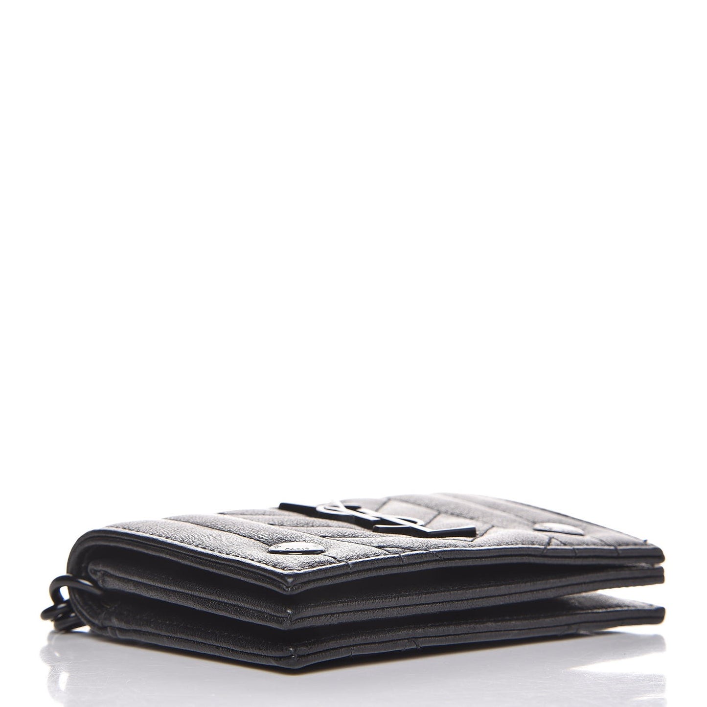 Sheepskin Matelasse Monogram Rider Poncho Chain Snap Wallet Black