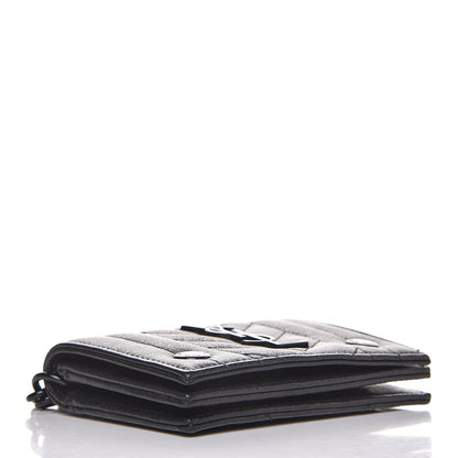 Saint Laurent Sheepskin Matelasse Monogram Rider Poncho Chain Snap Wallet Black 4 of 8