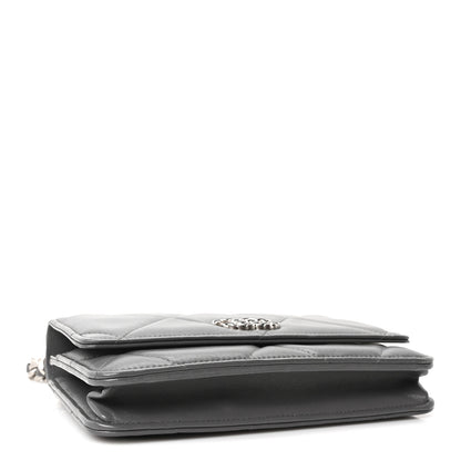 Chanel Lambskin Quilted Chanel 19 Wallet On Chain WOC Grey 3 of 10