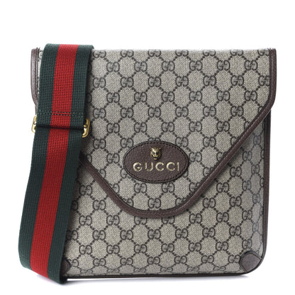 Gucci GG Supreme Monogram Web Medium Neo Vintage Flap Messenger Bag Beige New Acero 1 of 9