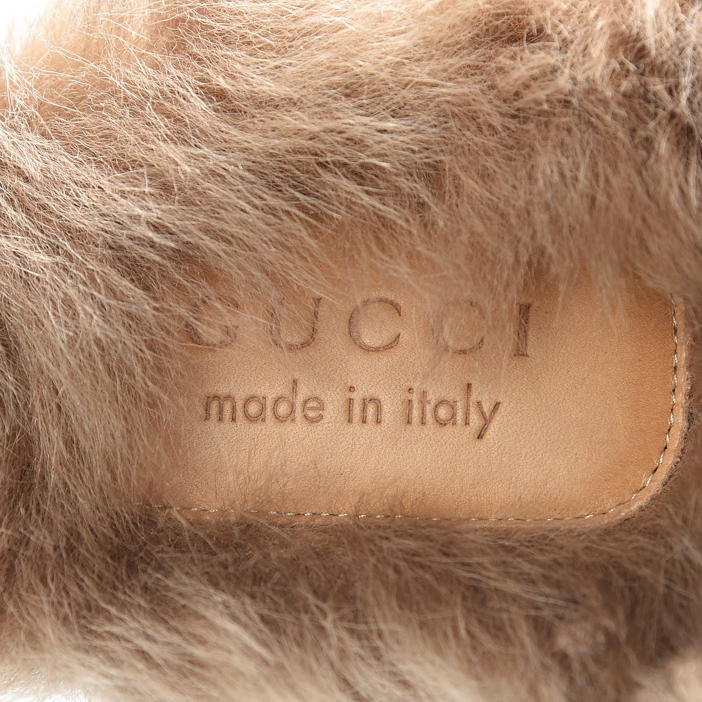 Goatskin Fur Web GG Mens Princetown Slippers 13 Cocoa