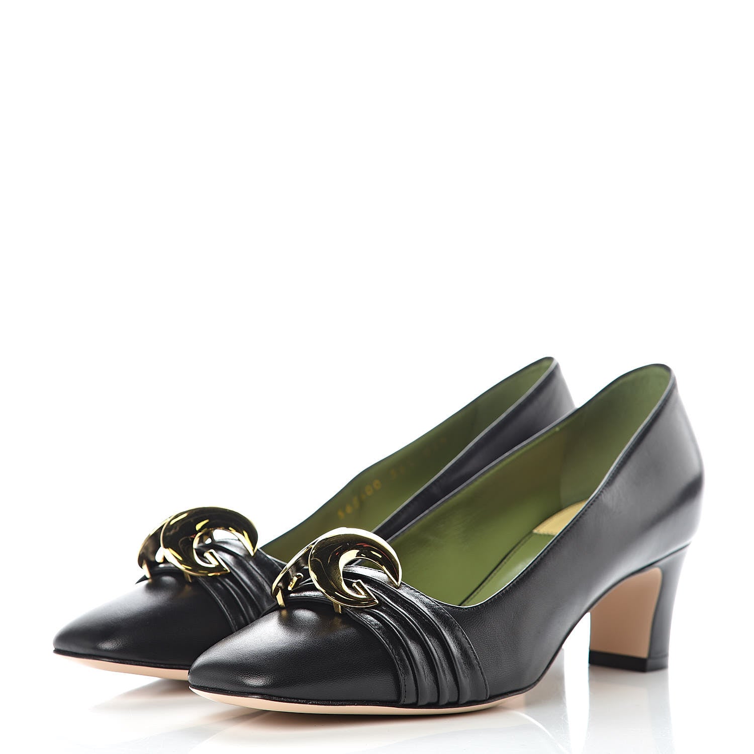 Gucci Malaga Kid Half Moon GG Square Toe Pumps 36.5 Black 3 of 9