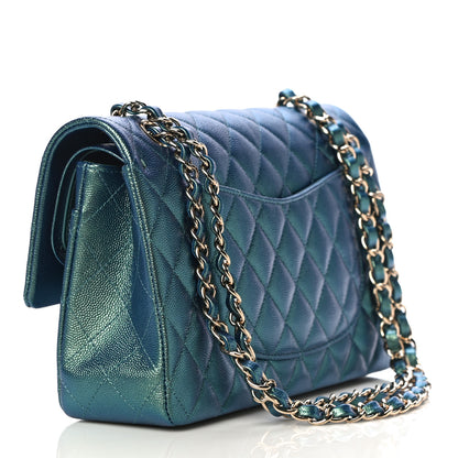 Chanel Iridescent Caviar Quilted Medium Double Flap Green 4 of 12