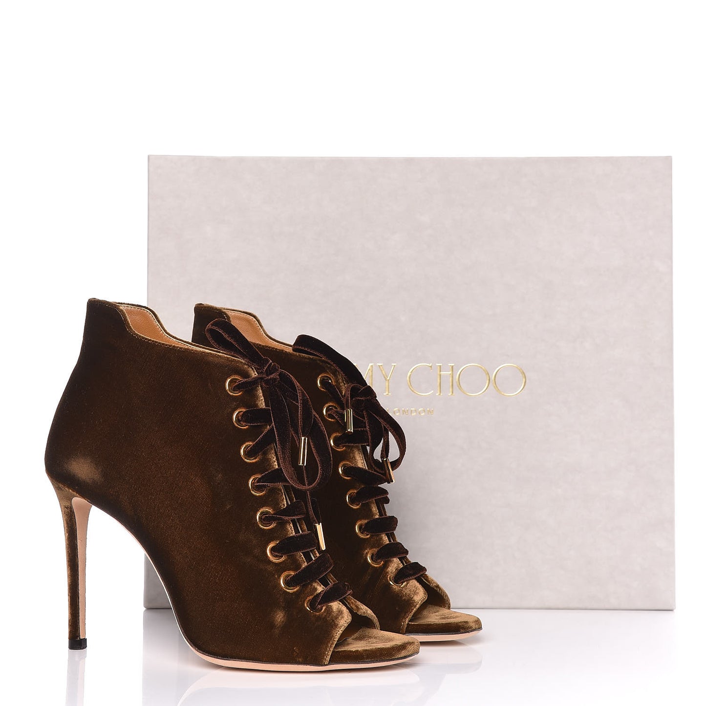 Velvet Lace Up Mavy 100 Booties 38.5 Amber
