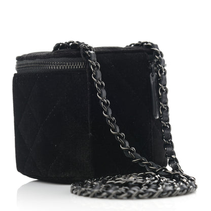 Chanel Velvet Quilted Mini Vanity Case With Chain So Black 2 of 10