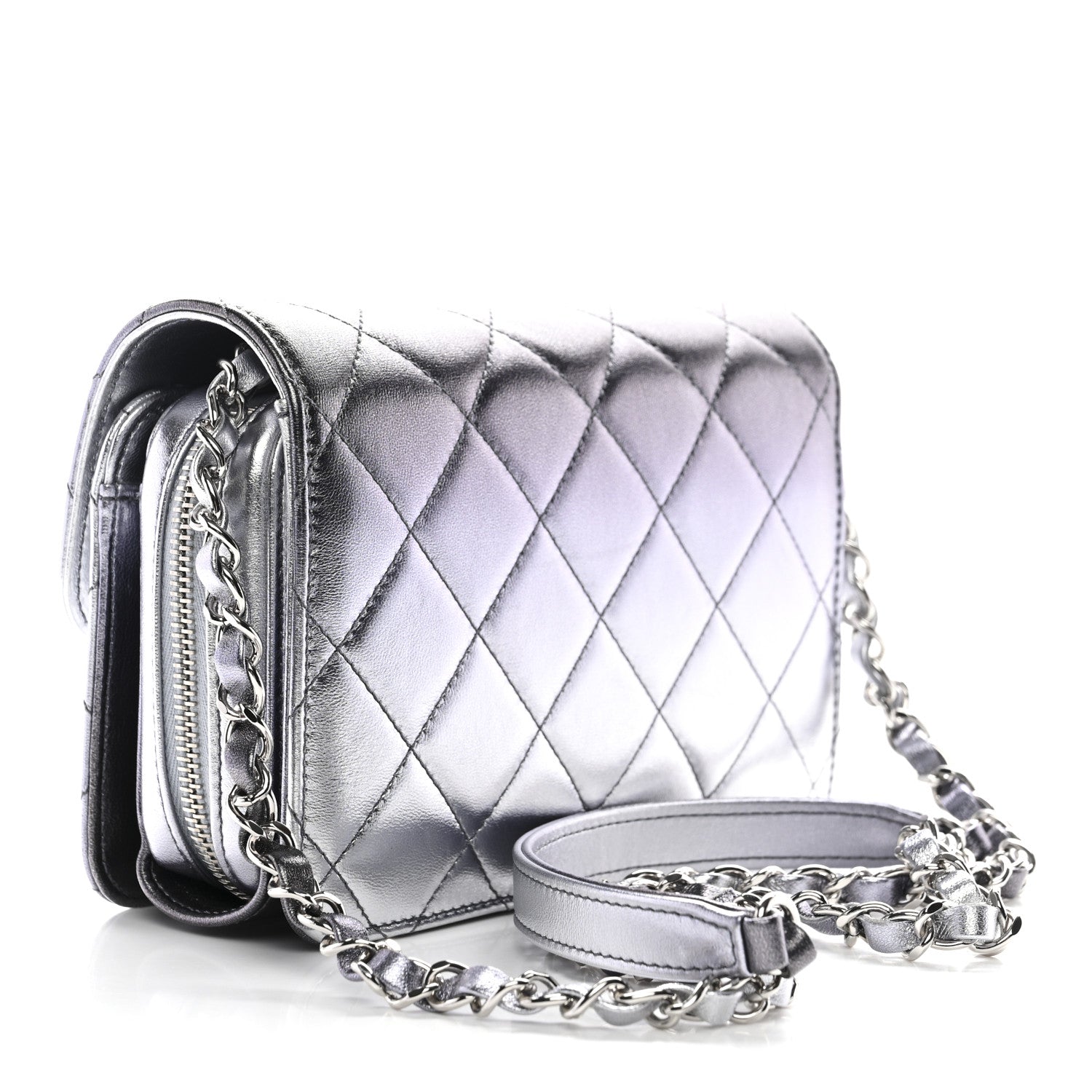 Chanel Metallic Lambskin Like A Wallet Flap Silvery Black 4 of 11