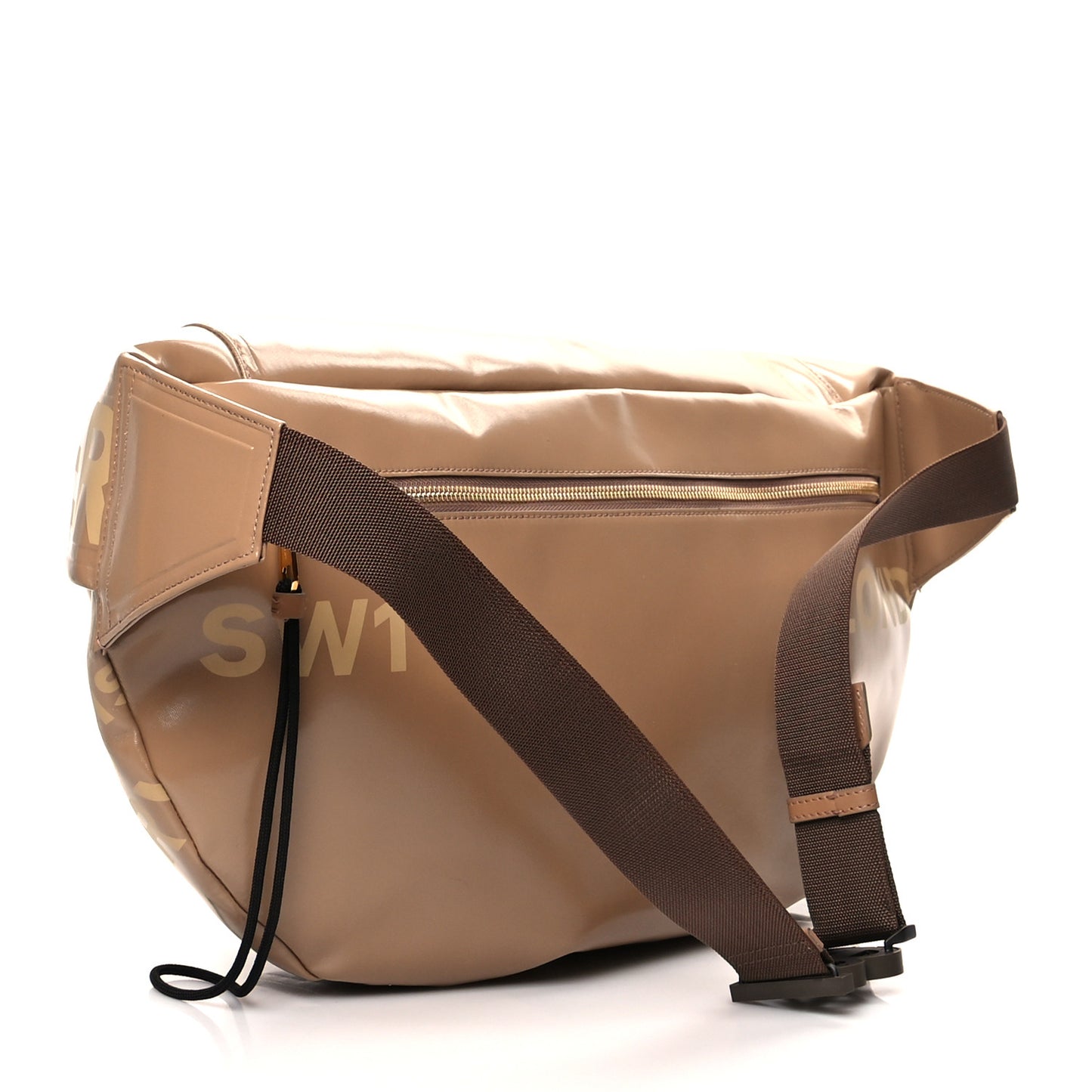 Coated Canvas Horseferry Print Extra Large Bum Bag Beige